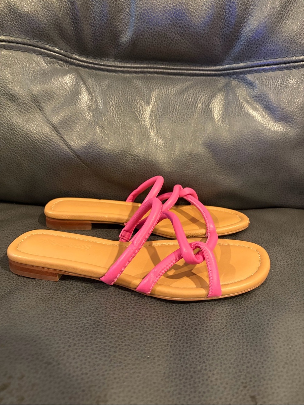 Madewell Pink Strappy Flat Slide Sandals